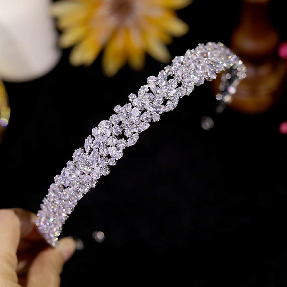 Elegant Silver CZ Bridal Headband - Sparkling Wedding Hair Accessory for Bride, Bridesmaids & Special Occasions | Perfect for Weddings, Prom & Formal Events