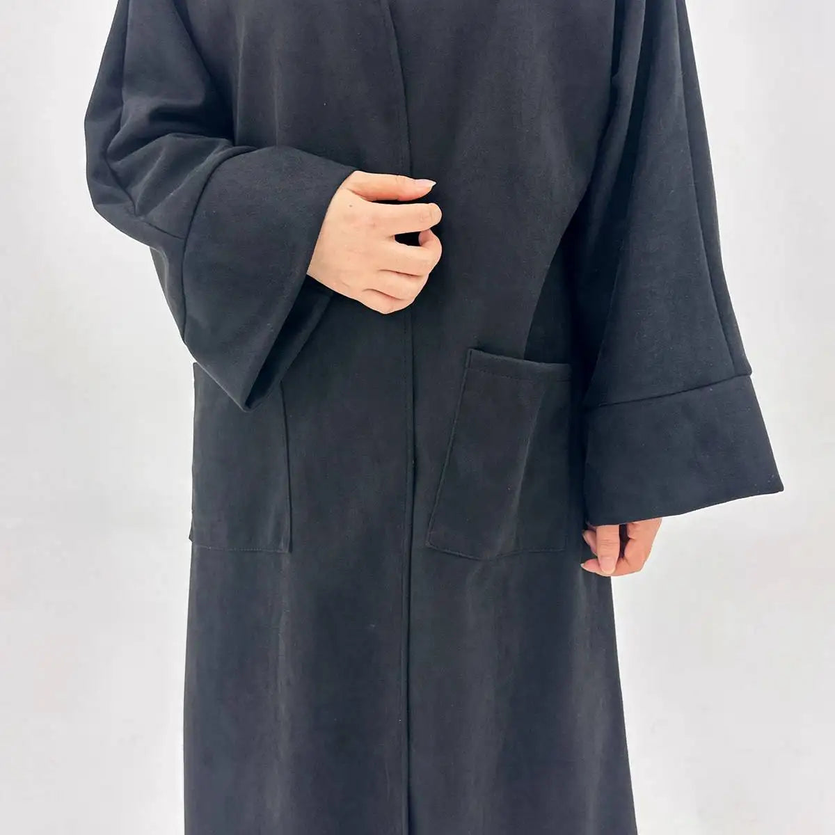 Soft Velvet Cardigan Open Abaya Coat for Women - Winter & Fall Fashion Outerwear - Perfect for Layering, Office Wear, and Special Occasions