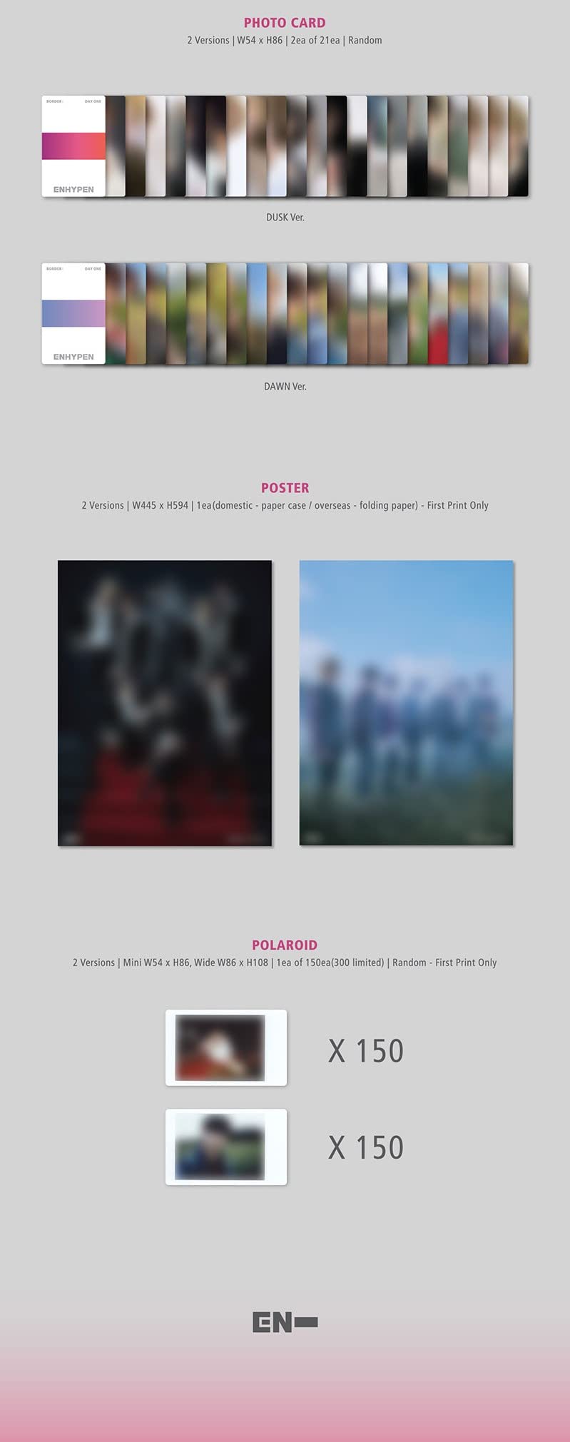 ENHYPEN BORDER: DAY ONE 1st Mini Album (Dusk Version) - CD, 136p Photobook, Clear Story Cover, Bookmark, Photocards & Postcard | K-Pop Collectible | Perfect for Fans & Gift Giving