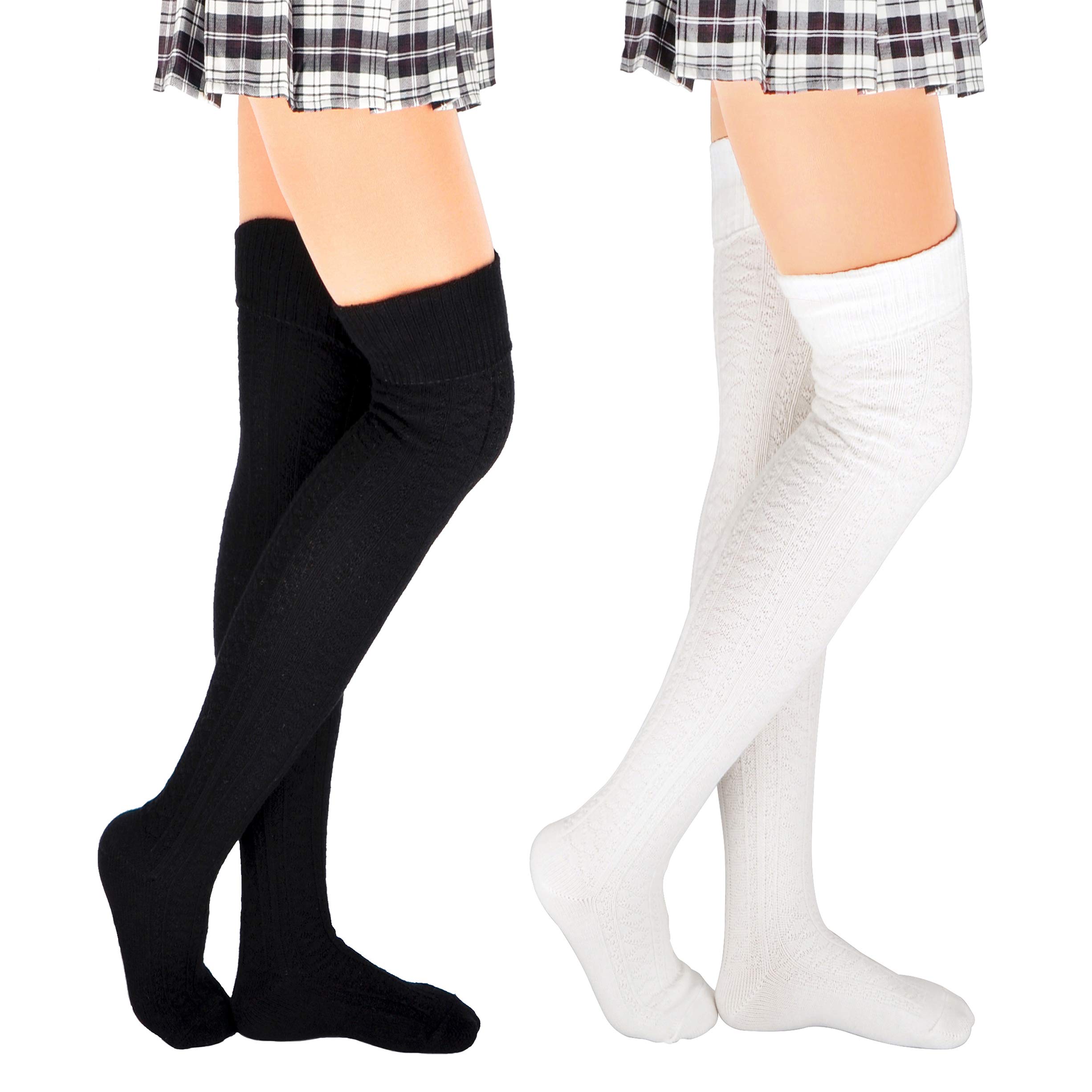 Plus Size Thigh High Socks for Women - Cotton Over The Knee Stockings & Leg Warmers - Perfect for Winter, Cosplay, and Fashion Outfits