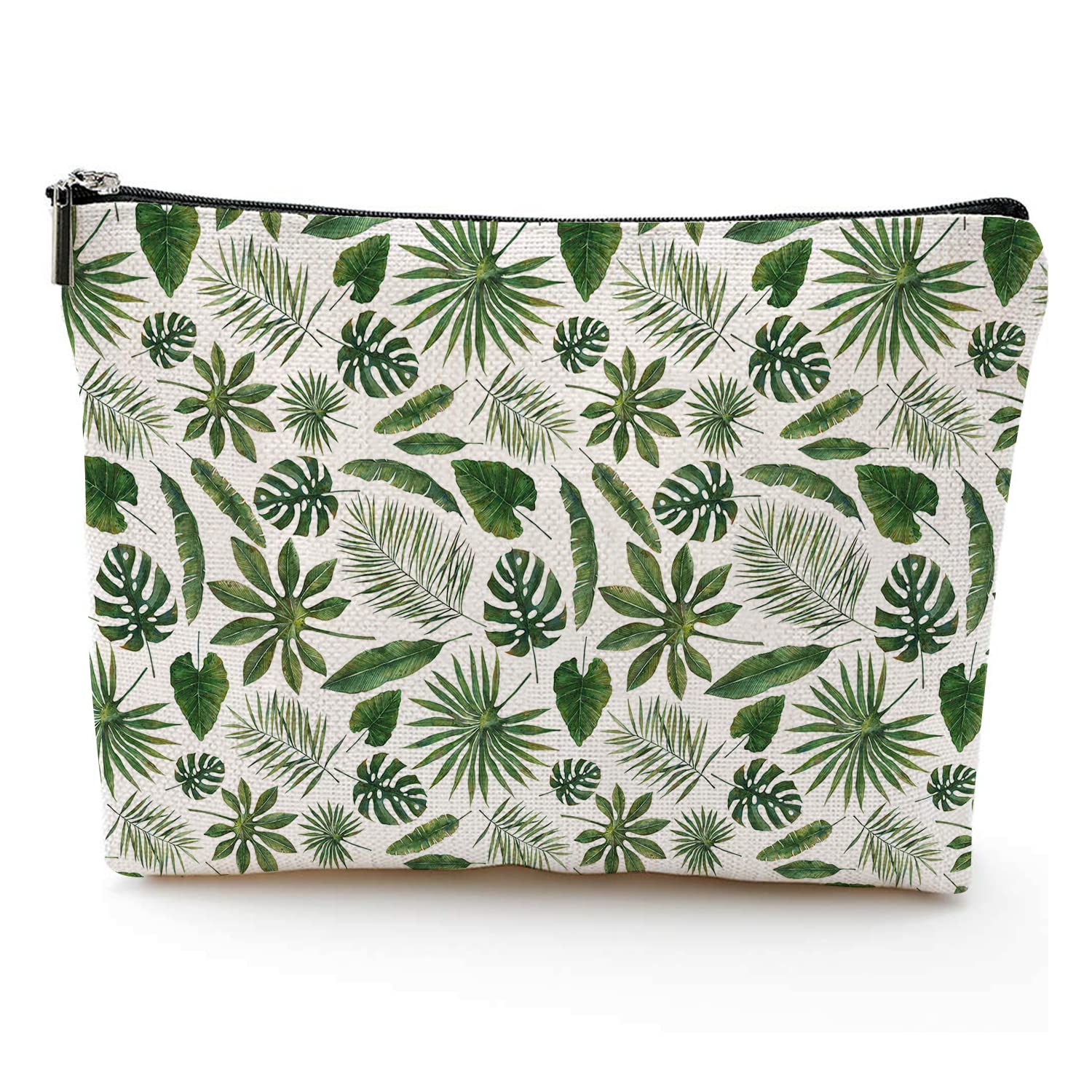 Large Makeup Travel Bag for Women - 10x7 inch Waterproof Cosmetic Organizer Pouch with Broadleaf Coniferous Pattern, Portable Toiletry Bag for Makeup Brushes & Skincare Products | Perfect for Travel, Gym & Daily Use