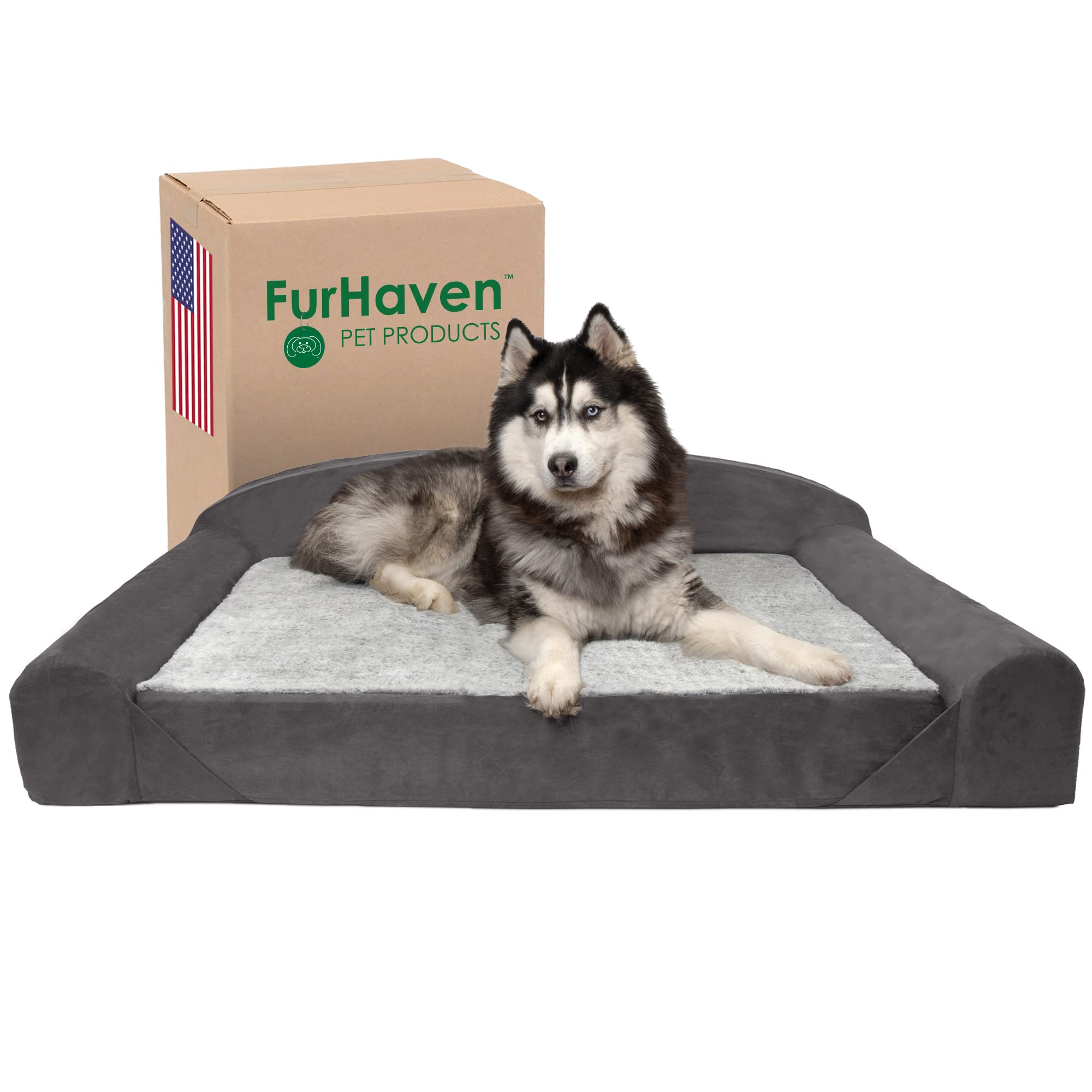 Furhaven Orthopedic Dog Bed for Large Dogs - Washable Cover & Reversible Cushion - for Home & Office Use