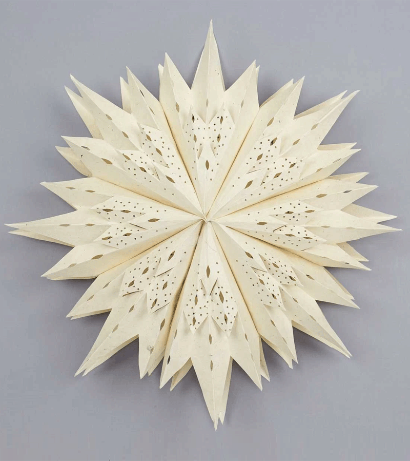 White Sparkle Advent Paper Star Decoration - Handmade Christmas Ornaments for Tree, Home & Holiday Decor - Perfect for Xmas Party, Winter Wedding & Festive Season Decorations