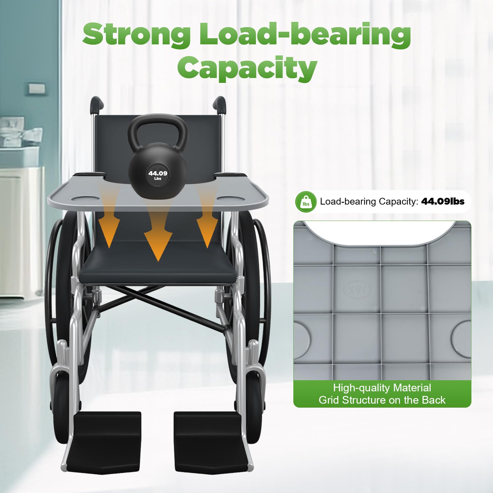 Wheelchair Tray with Cup Holder - Adjustable 14.5-22.8 Inch for Eating & Reading