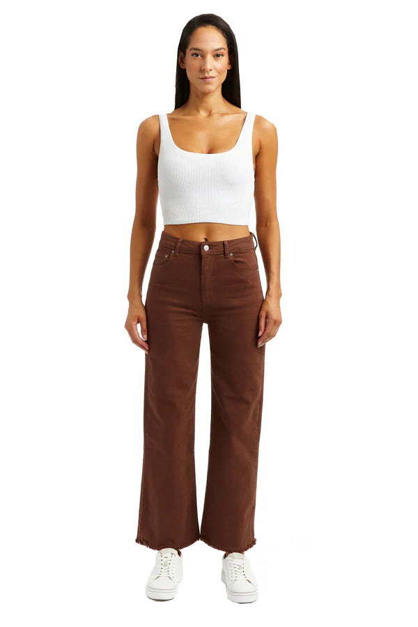 Alice High Rise Color Denim Wide Straight Ankle Crop Jeans for Women - Peppercorn Wash | Casual Chic Style for Everyday Wear & Date Nights
