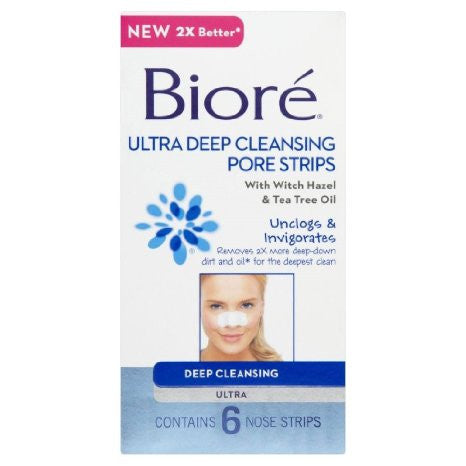 Biore Pore Perfect Deep Cleansing Nose Strips - 6 Count for Blackhead Removal & Pore Minimizing | Ideal for Oily & Acne-Prone Skin | Perfect for Daily Skincare Routine & Travel