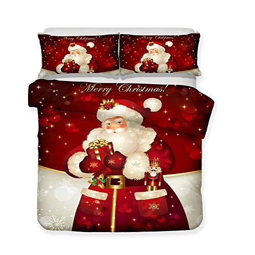 3D Santa Claus Christmas Print Duvet Cover Set with Pillowcases - Lifelike Holiday Bedding for Queen Size Beds - Perfect for Festive Home Decor & Cozy Winter Nights