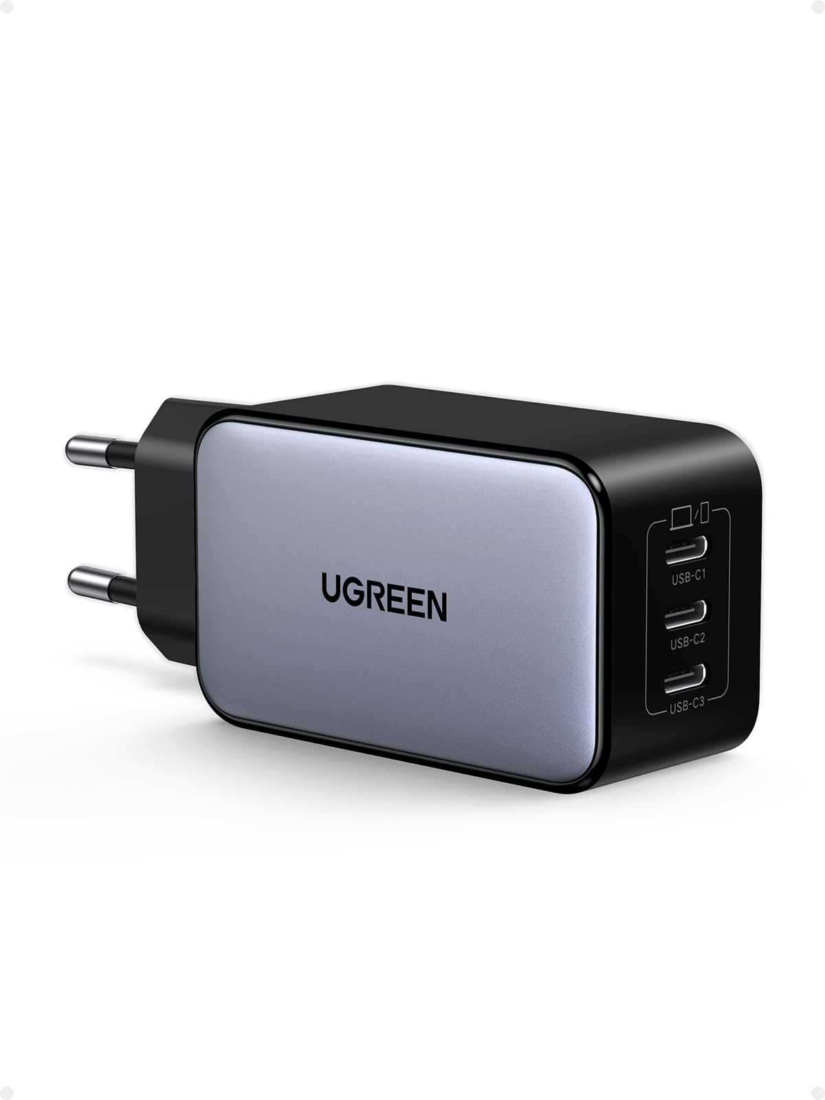 UGREEN Nexode 65W GaN USB C Fast Charger with 3 Ports - Compact PD Charger for MacBook Pro/Air, HP Laptop, iPad Pro, iPhone 16/16 Pro, Galaxy S24 - Perfect for Travel, Office & Home Charging