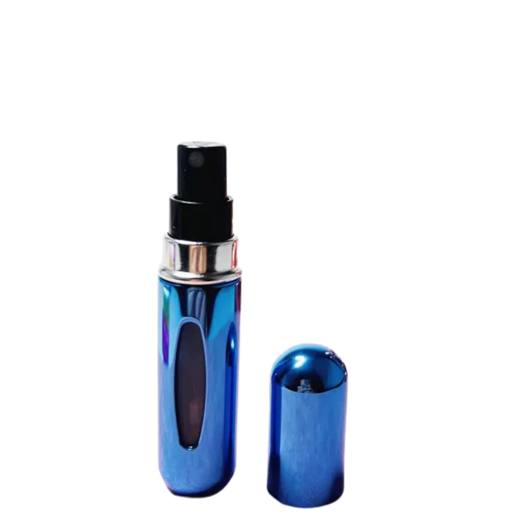 Portable Mini Refillable Perfume Atomizer Bottle - 5ml Travel Size Spray Bottle (Bright Blue) - Perfect for Travel, Gym, Purse & On-The-Go Fragrance Touch Ups