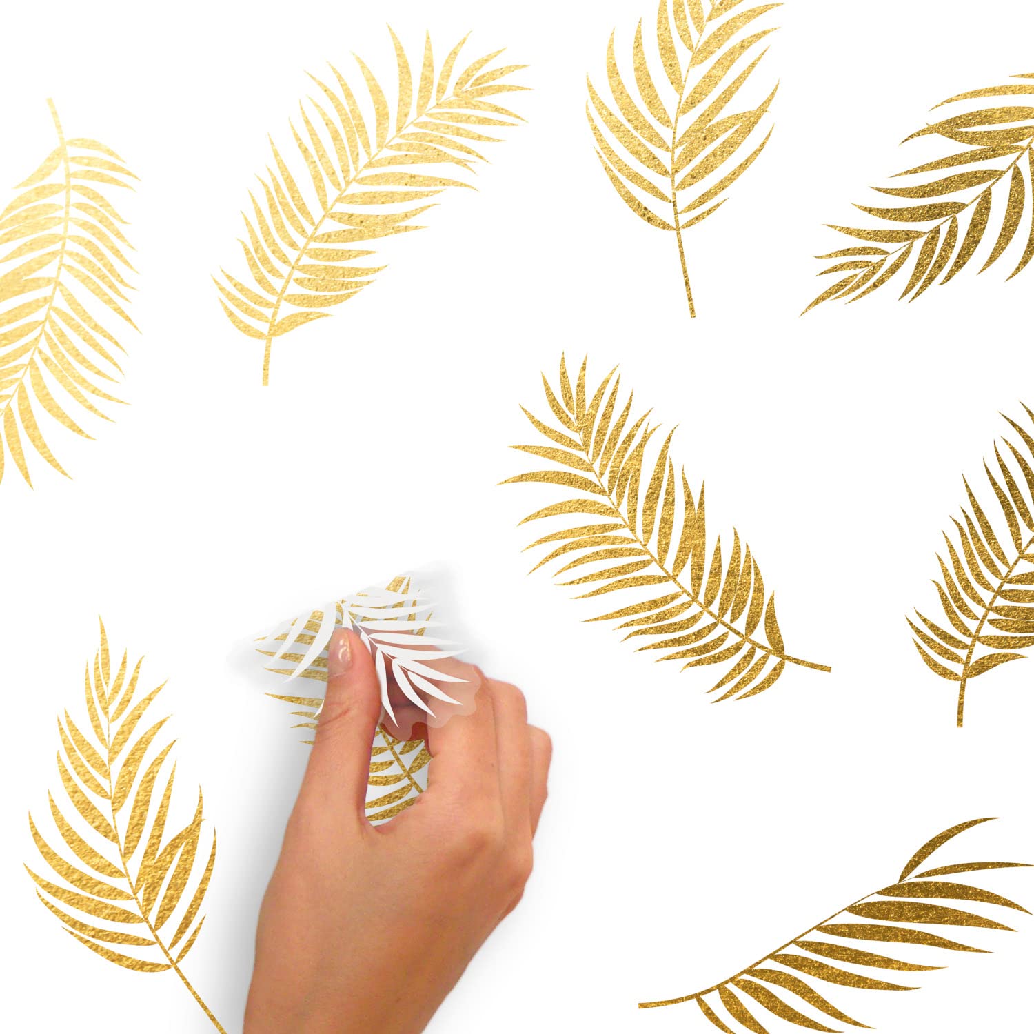 RoomMates RMK4997SCS Gold Palm Frond Peel & Stick Wall Decals - Self-Adhesive Tropical Leaf Wall Stickers for Bedroom, Living Room, Nursery Decor