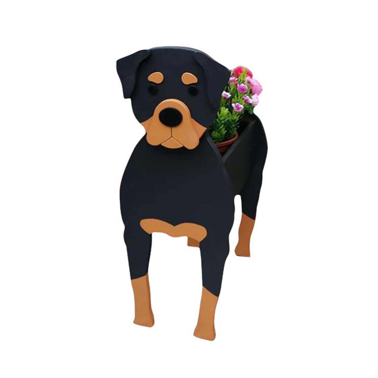 Yonatues Rottweiler Dog-Shaped Planter - Handmade Cute Animal Flower Pot for Cactus & Air Plants | Cartoon Garden Planter for Home Decor, Gifts (Perfect for Indoor Plants, Office Desk & Outdoor Garden)