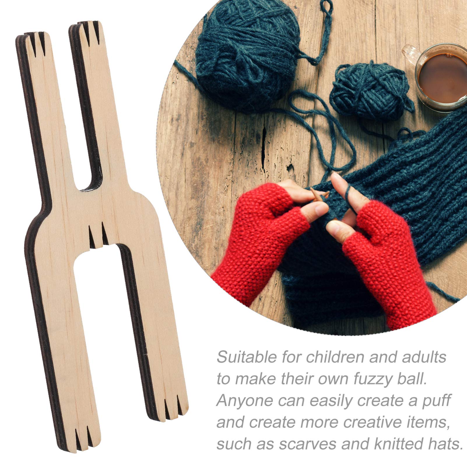 EXCEART DIY Yarn Pompom Maker Kit - Wooden Knitting Tool for Plush Yarn Balls, Braiding & Weaving Accessories - Perfect for Handmade Scarves, Hats & Home Decor Crafts