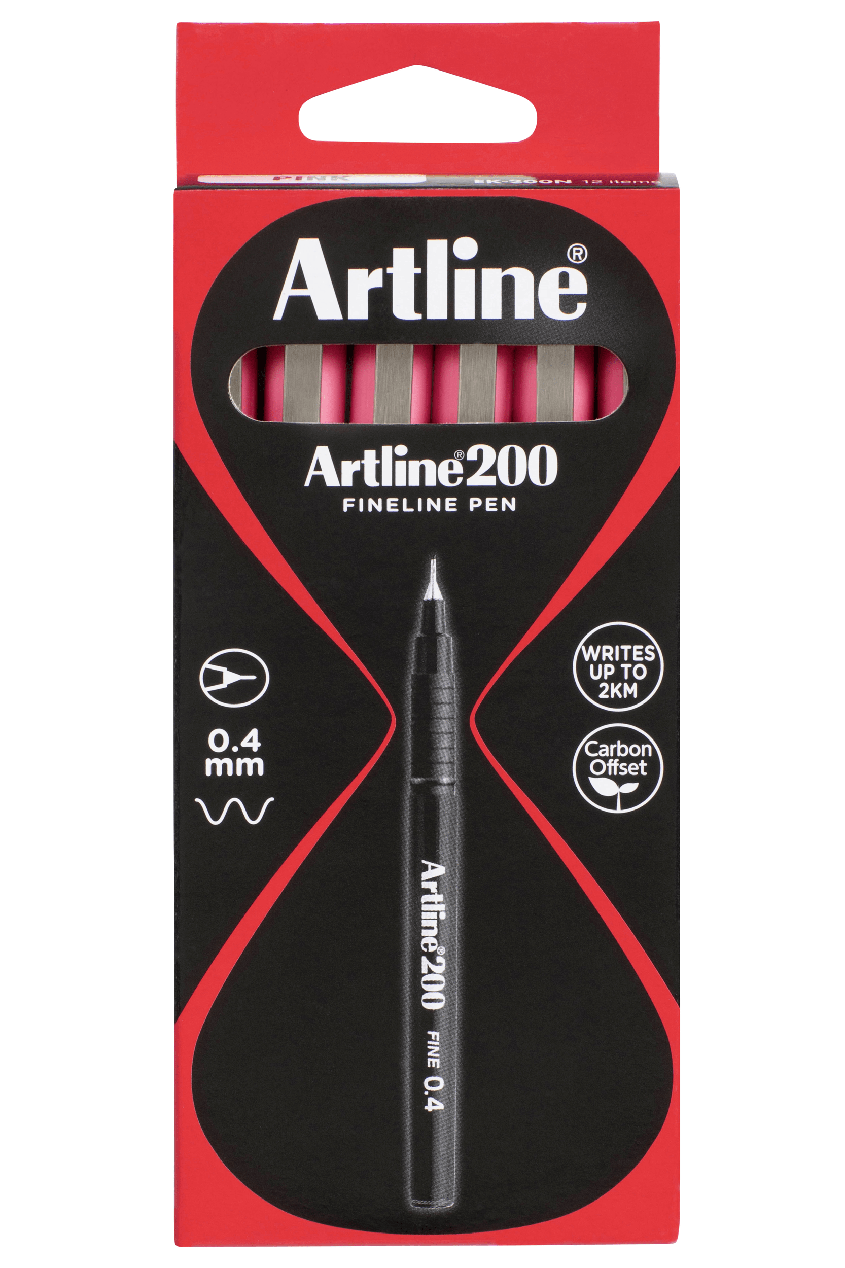 Artline 200 Fineliner Pen Set - 0.4mm Ultra Fine Tip, 12 Pack of Vibrant Pink Pens for Drawing, Sketching, Note Taking & Bullet Journaling