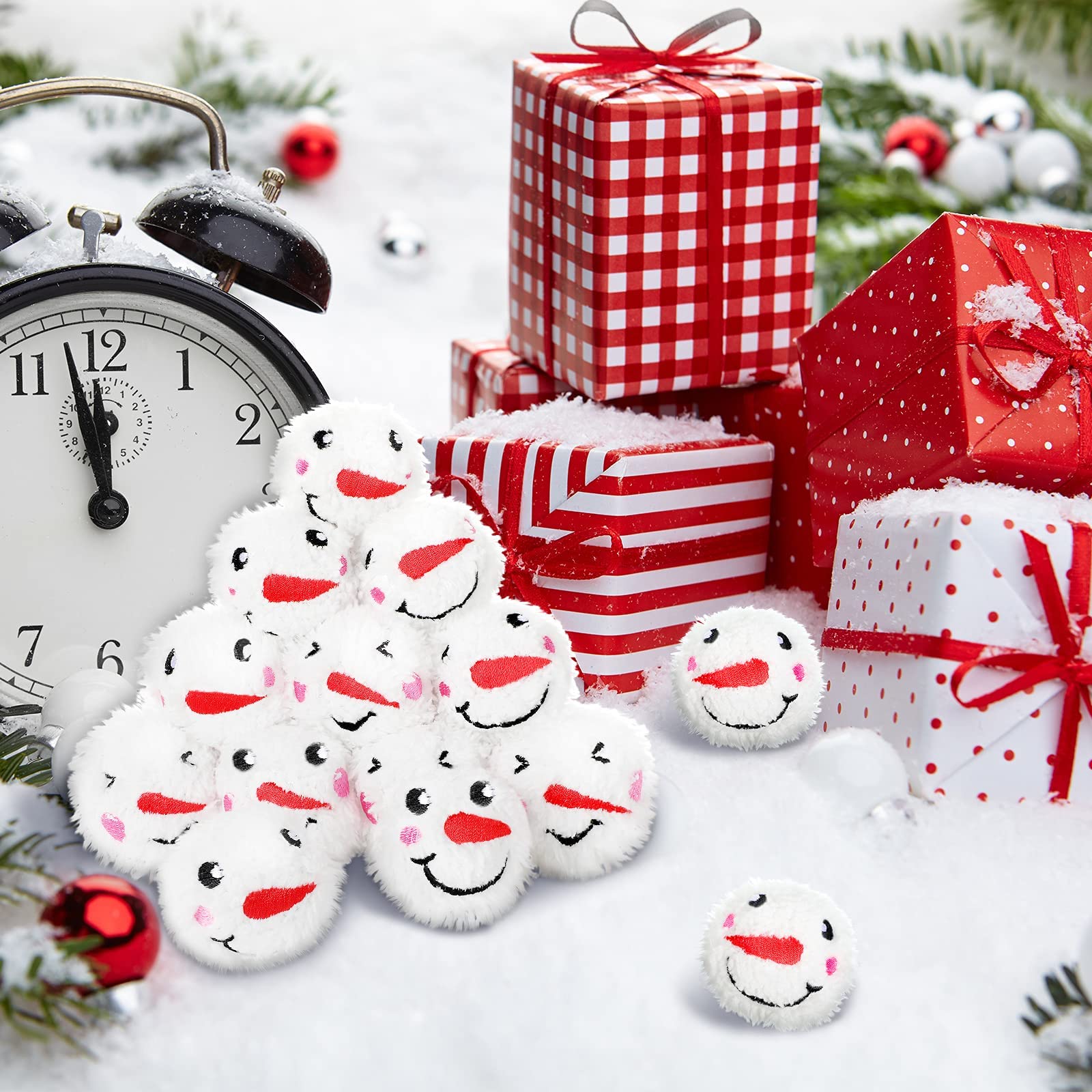 24-Piece Snowman Ball Fight Set with Storage Bag - Soft Plush Snowballs with Smiling Faces for Kids & Adults - Perfect for Christmas Parties, Indoor Snowball Fights, and Winter Decorations (2 Styles)