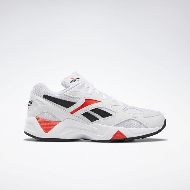 Aztrek '96 Sneakers - White, Porcelain & Neon Red Colorway | Retro Running Shoes for Men & Women | Perfect for Casual Wear, Gym & Street Style