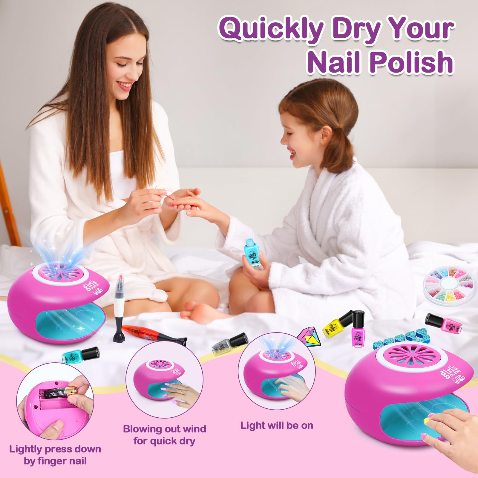 Non-Toxic Kids Nail Polish Set for Girls Ages 7-12 - Safe Nail Art Kit with 10 Colors | Perfect Birthday Gift for 8-10 Year Old Girls | Fun Spa Manicure Toys for Playdates & Sleepovers