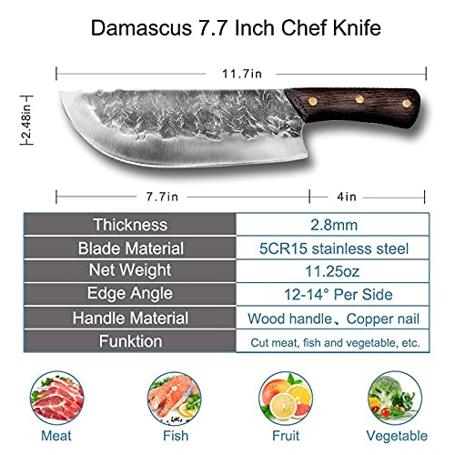 Premium Hand-Forged Meat Cleaver - Heavy Duty Butcher Knife for Cutting Meat, Fish, and Fruits | Professional Kitchen Knife for Cooking & Food Prep | Durable Chef Cleaver by KKZY (1xKnife) - Perfect for Home Kitchens, Butcher Shops, and Outdoor BBQ