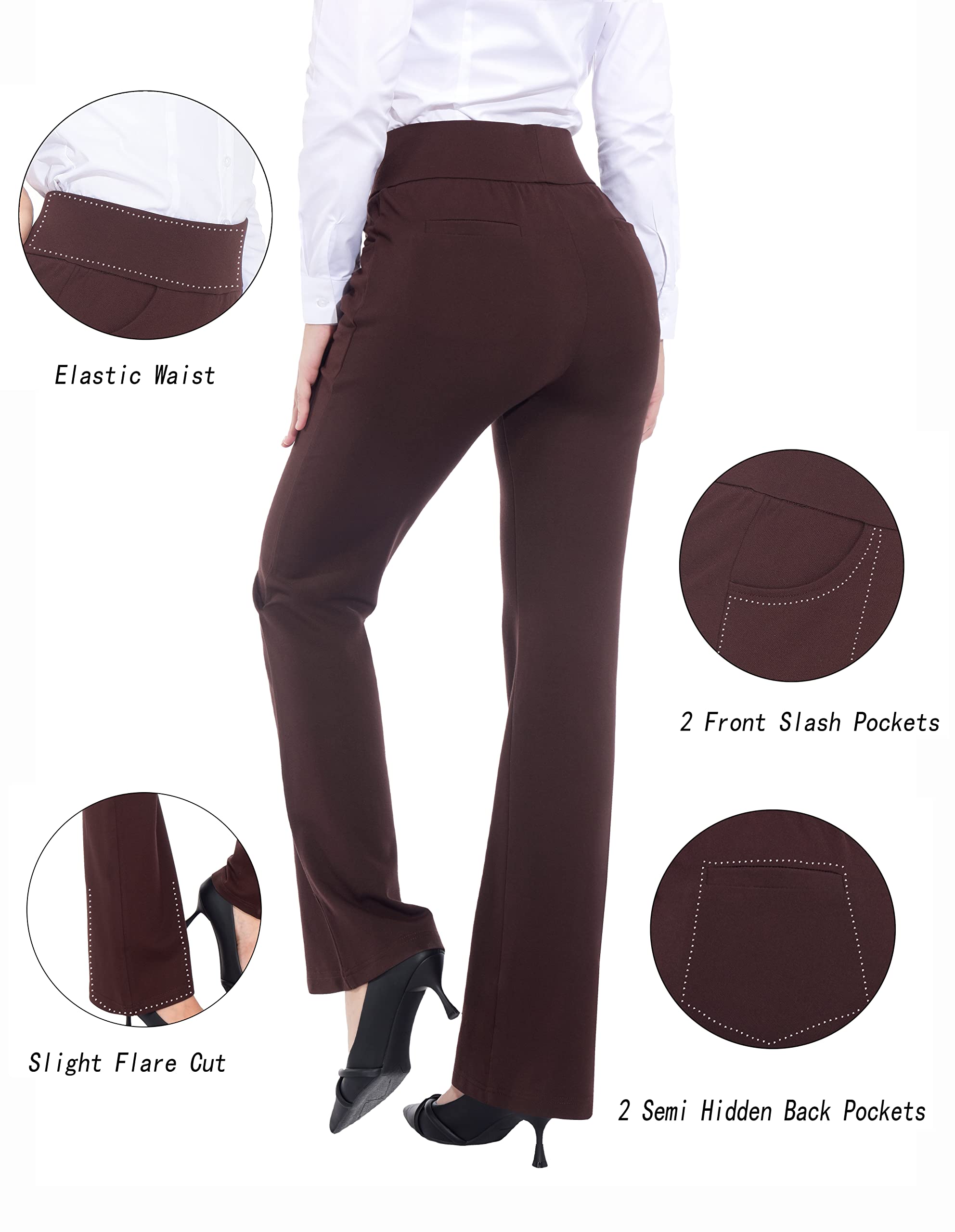 ZTN Women's High Waist Pull-On Dress Pants - Tummy Control Work Pants for Business Casual Office Wear - Stretch Comfort & 4 Pockets - Perfect for Professional Meetings, Office Jobs & Business Travel