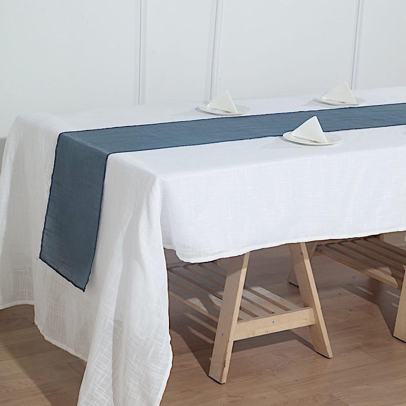 12x108 Inch Premium Faux Burlap Polyester Table Runner - Elegant Dining Decor for Weddings, Parties & Holiday Tablescapes