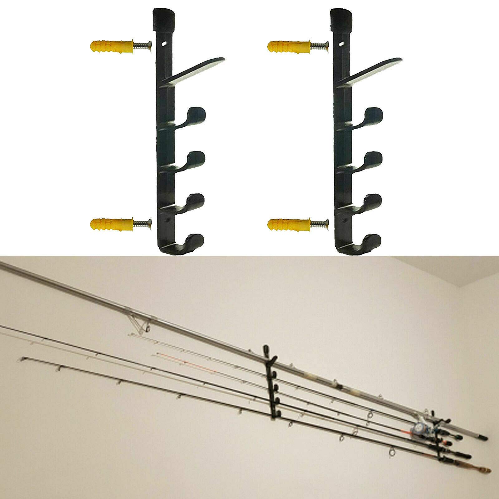 Premium Fishing Rod Wall Mount Storage Rack - Heavy Duty 5-Rod Holder for Garage, Cabin, Basement & Boat - Secure Organizer for Fishing Gear & Equipment - Perfect for Anglers & Outdoor Enthusiasts