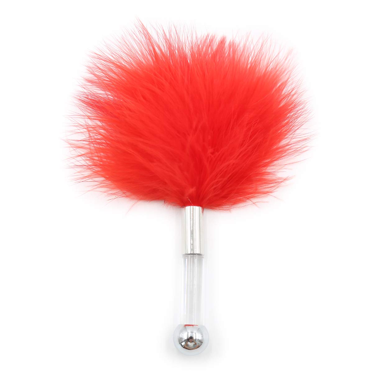 Multi-Function Tender Feather Tickler - BDSM Fetish Toy for Role-Play & Cosplay, Stainless Steel Anal Plug with Acrylic Handle (Red/Transparent) - Perfect for Sensual Play & Couples Intimacy