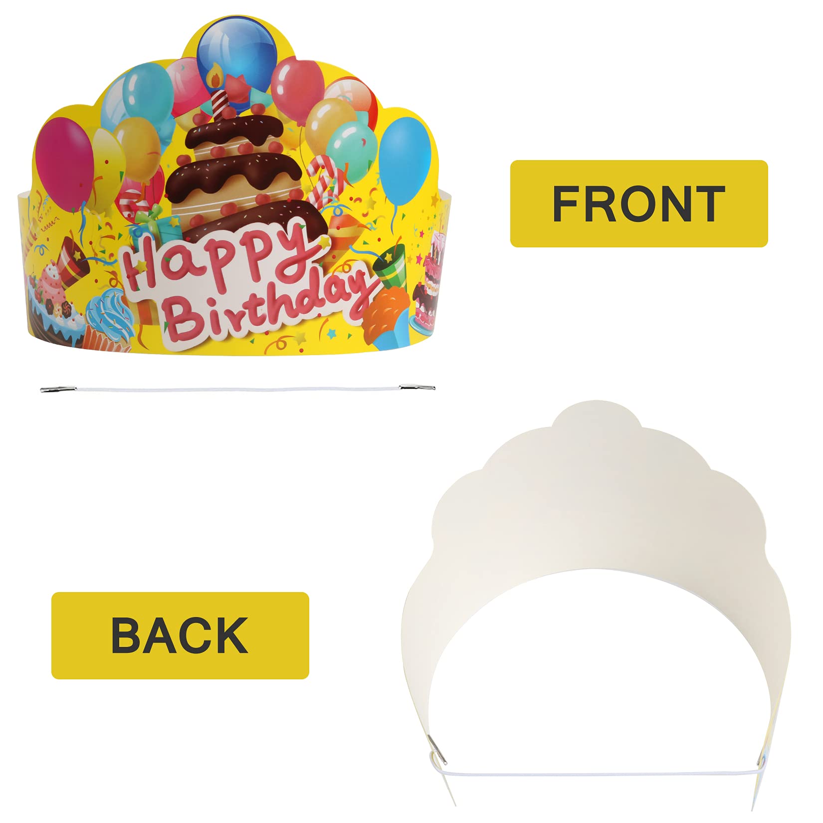 JTIEO 30-Pack Birthday Crowns for Kids - Yellow Classroom Birthday Hats for School, Home & Party Supplies | Perfect for Birthday Celebrations, Classroom Rewards & Special Events