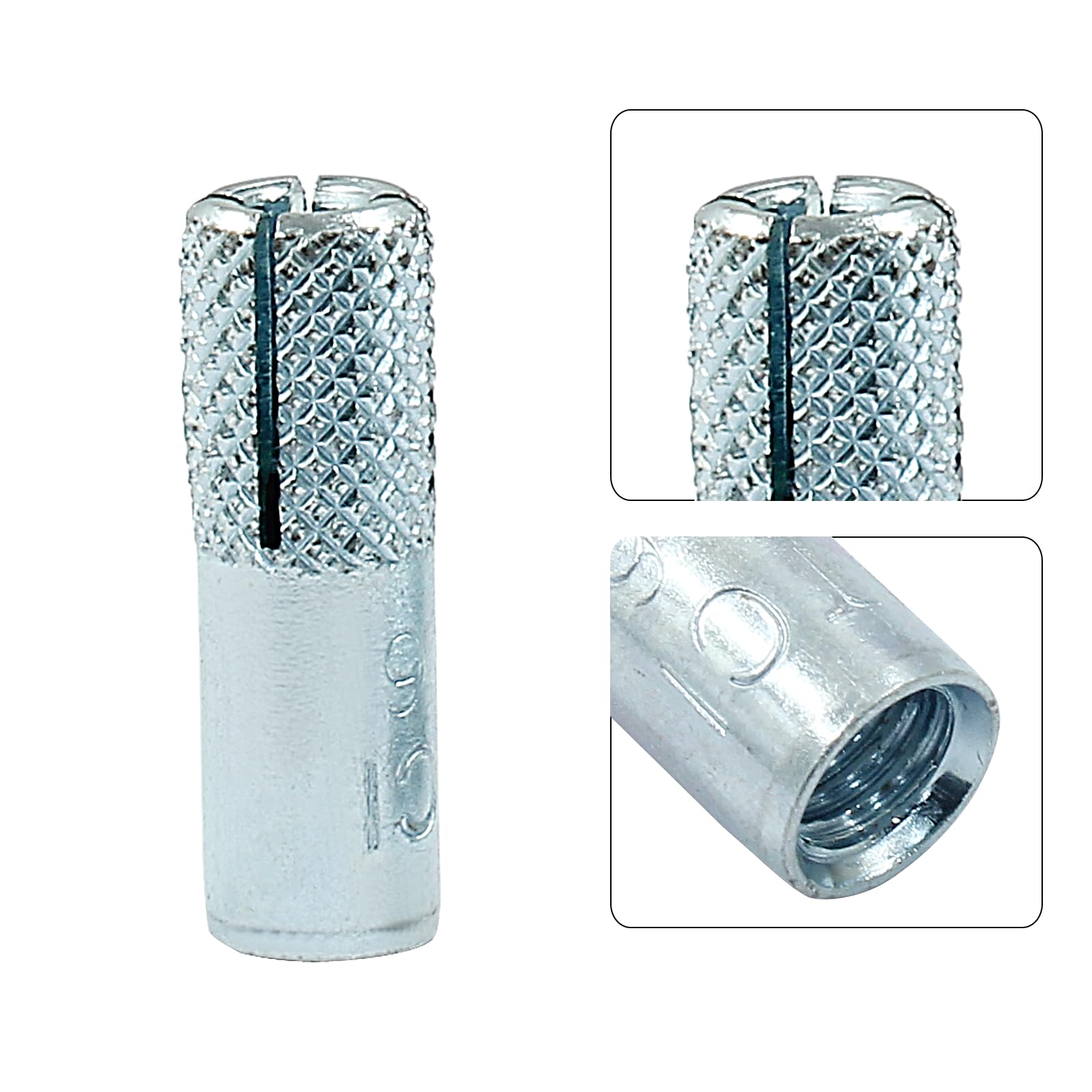 25pcs 1/4 Inch Drop in Anchors M6 - Zinc Plated Carbon Steel Concrete Expansion Screw Bolts for Home Improvement & Construction - Perfect for Hanging Shelves, TV Mounts & Securing Fixtures