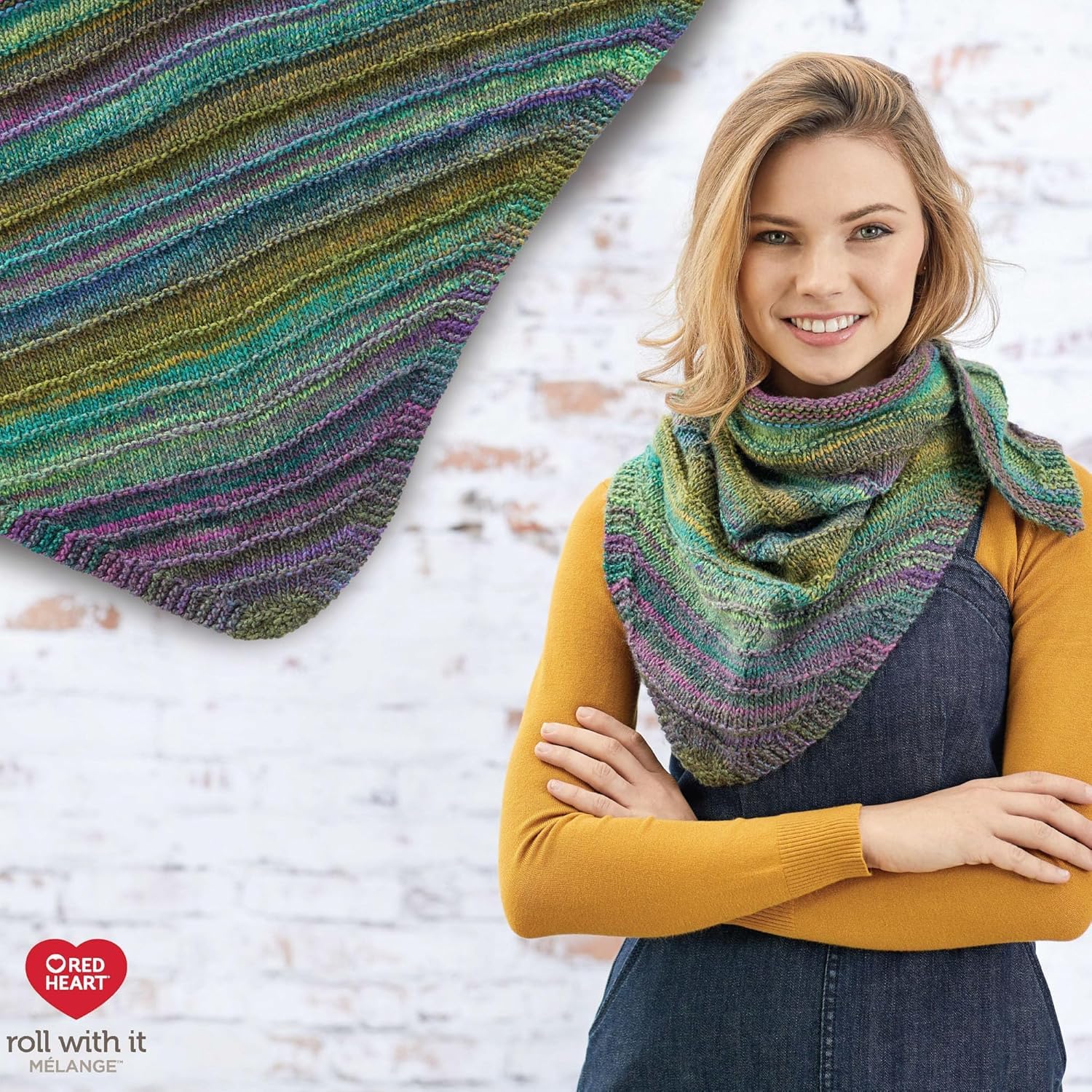Red Heart Roll with It Melange Catwalk Yarn - Soft Multicolor Knitting & Crochet Yarn for Scarves, Hats & DIY Crafts