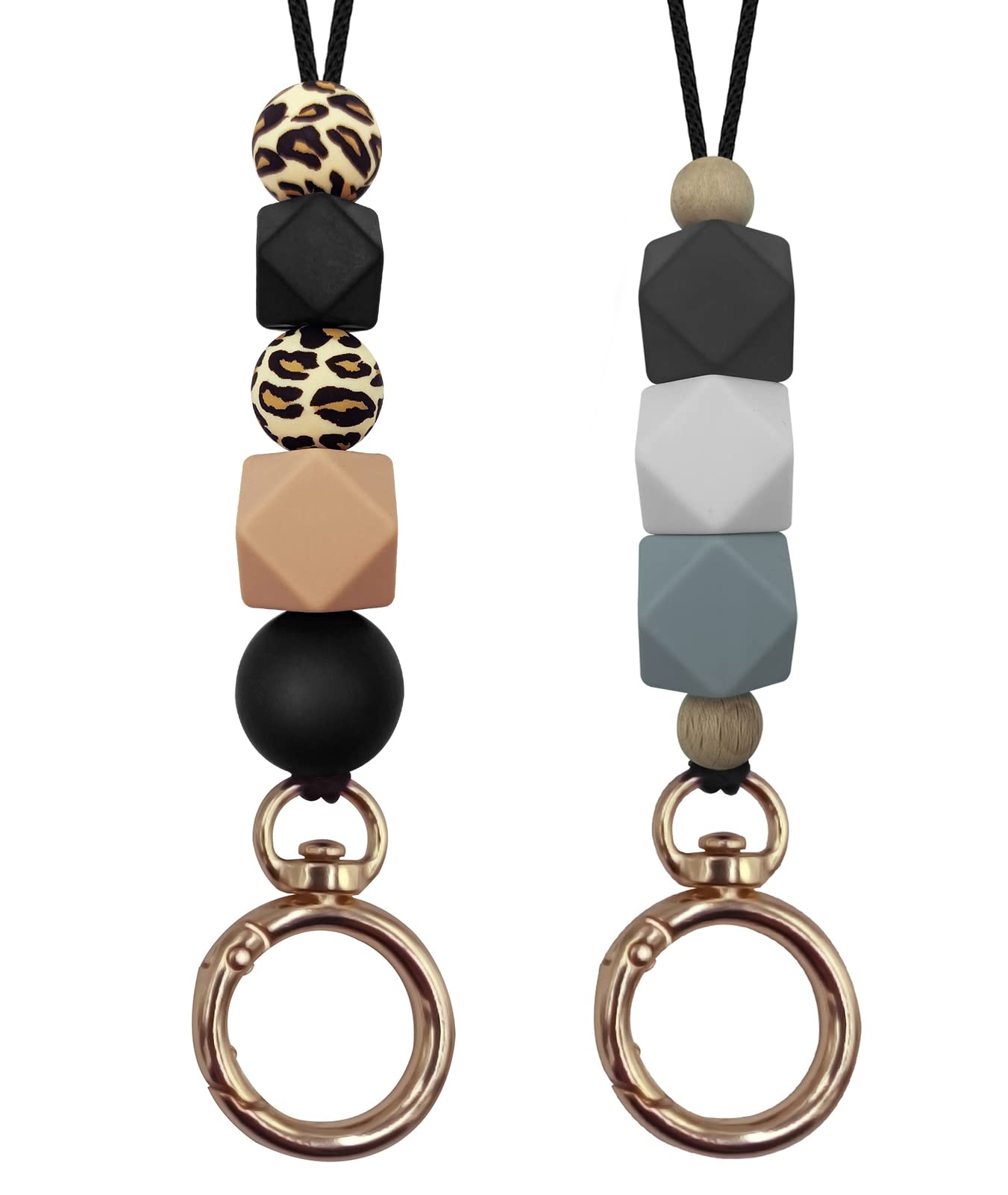Cute Silicone Beaded Lanyard for Teachers & Students - ID Badge & Key Holder (2pcs) - Perfect for School & Office Use