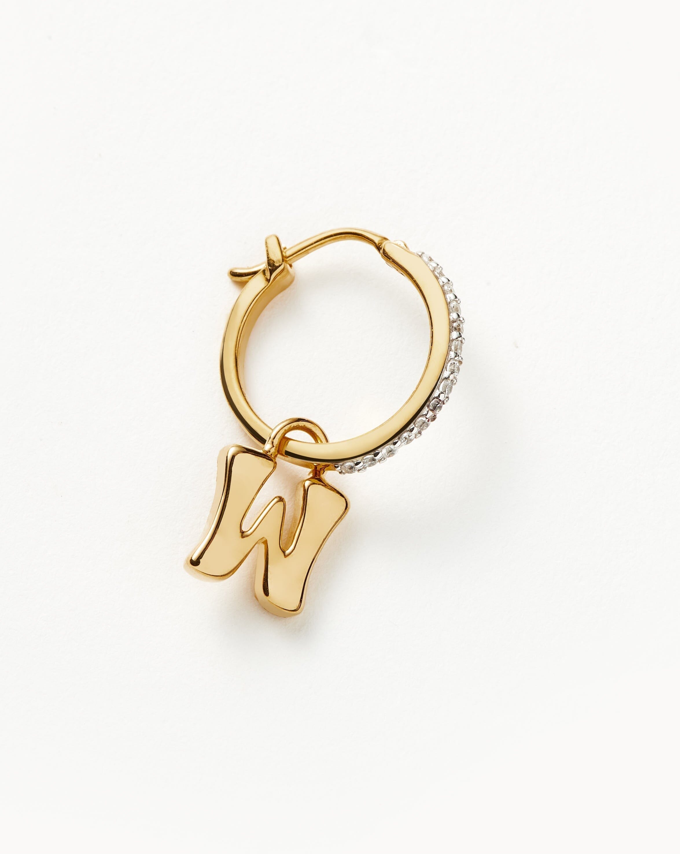 Personalized Initial Single Charm Hoop Earrings - 18k Gold Vermeil | Monogram Letter Jewelry for Women | Perfect Gift for Birthday, Anniversary & Everyday Wear