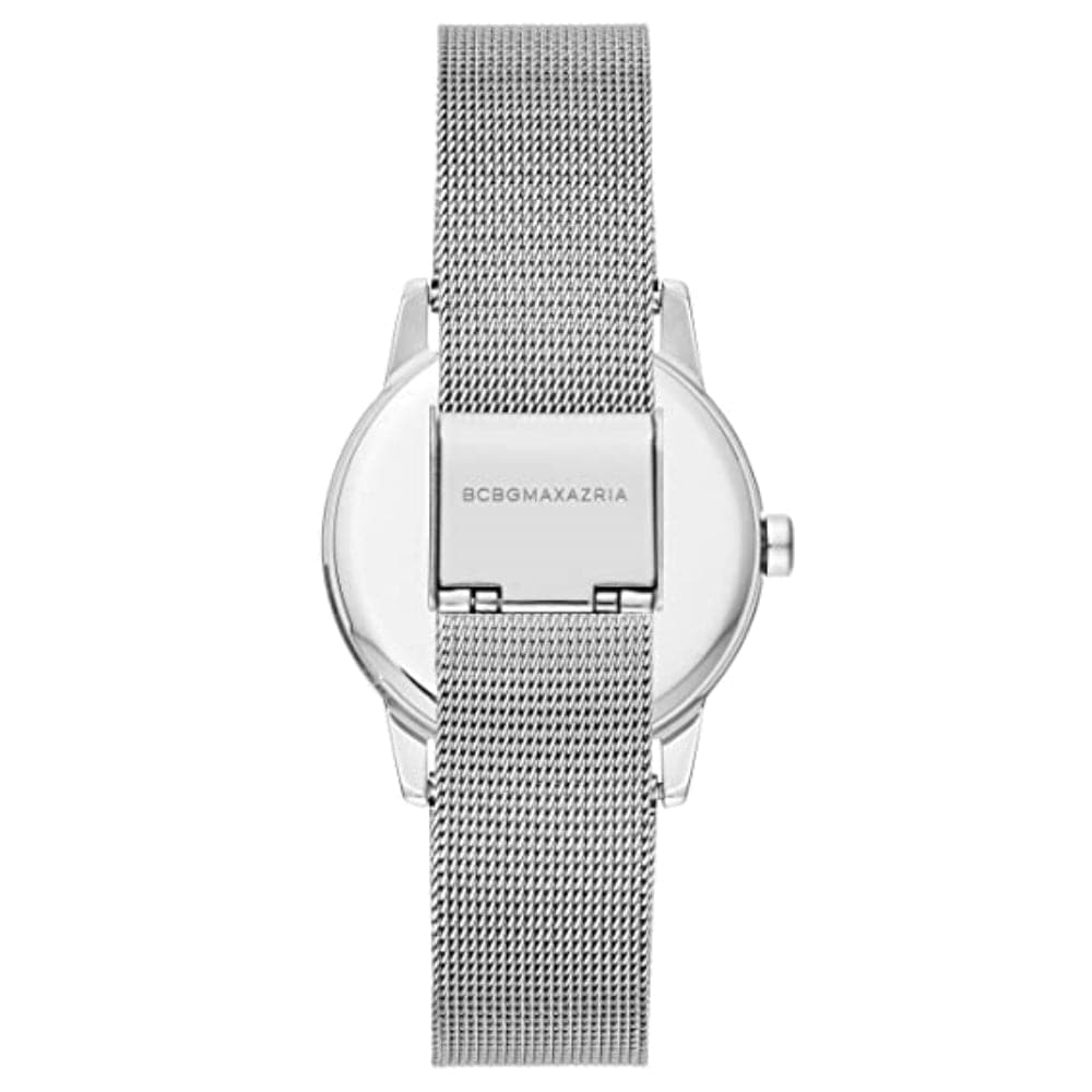 BCBGMAXAZRIA Women's Quartz Floral Silver Mesh Watch BG50827003 - Elegant Timepiece for Office, Party & Special Occasions