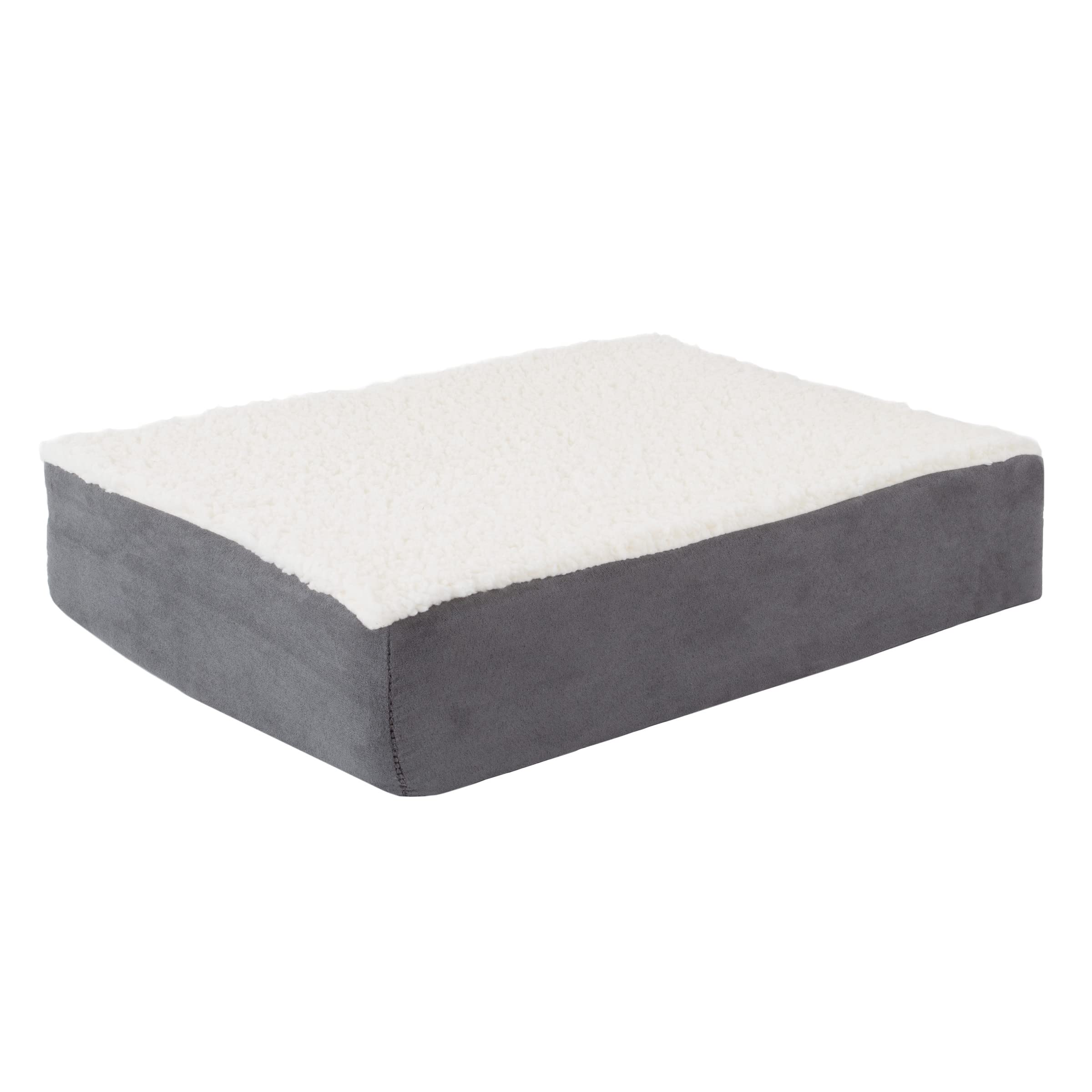 Orthopedic Dog Bed for Large Dogs - 2-Layer Memory Foam Pet Bed with Removable Sherpa Cover & Extra Replacement Cover - Comfortable Support for Joint Pain Relief - Perfect for Bedroom, Living Room or Pet Travel (Gray)
