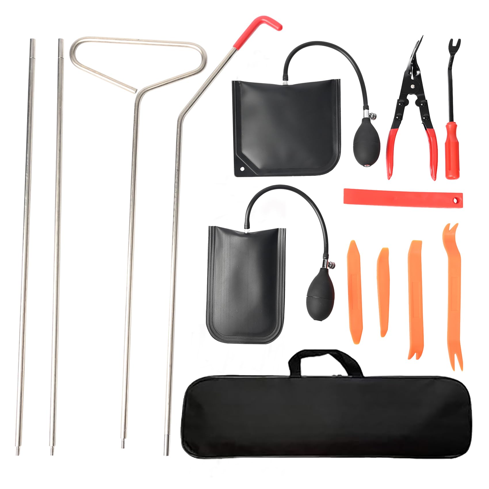 13-Piece Professional Car Tool Kit - Long Reach Grabber, Air Wedge Pump, Auto Trim Removal Tools for Cars & Trucks | Essential for DIY Auto Repairs & Interior Detailing