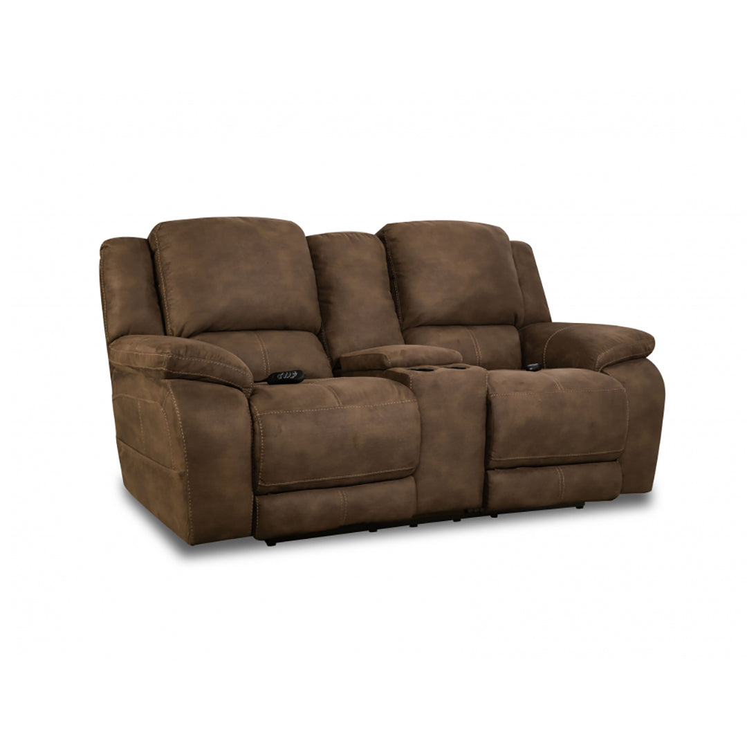 Perdido Power Console Loveseat - Modern Reclining Sofa with USB Charging & Cup Holders for Living Room, Home Theater, and Game Room Relaxation