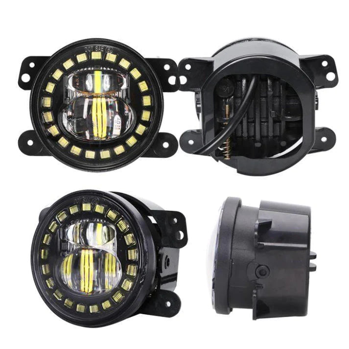 LOYO King Kong LED Headlights & Clock Style Fog Lights for Jeep Wrangler JK (2007-2018) - Chrome Finish - Off-Road Adventure & Night Driving Upgrade