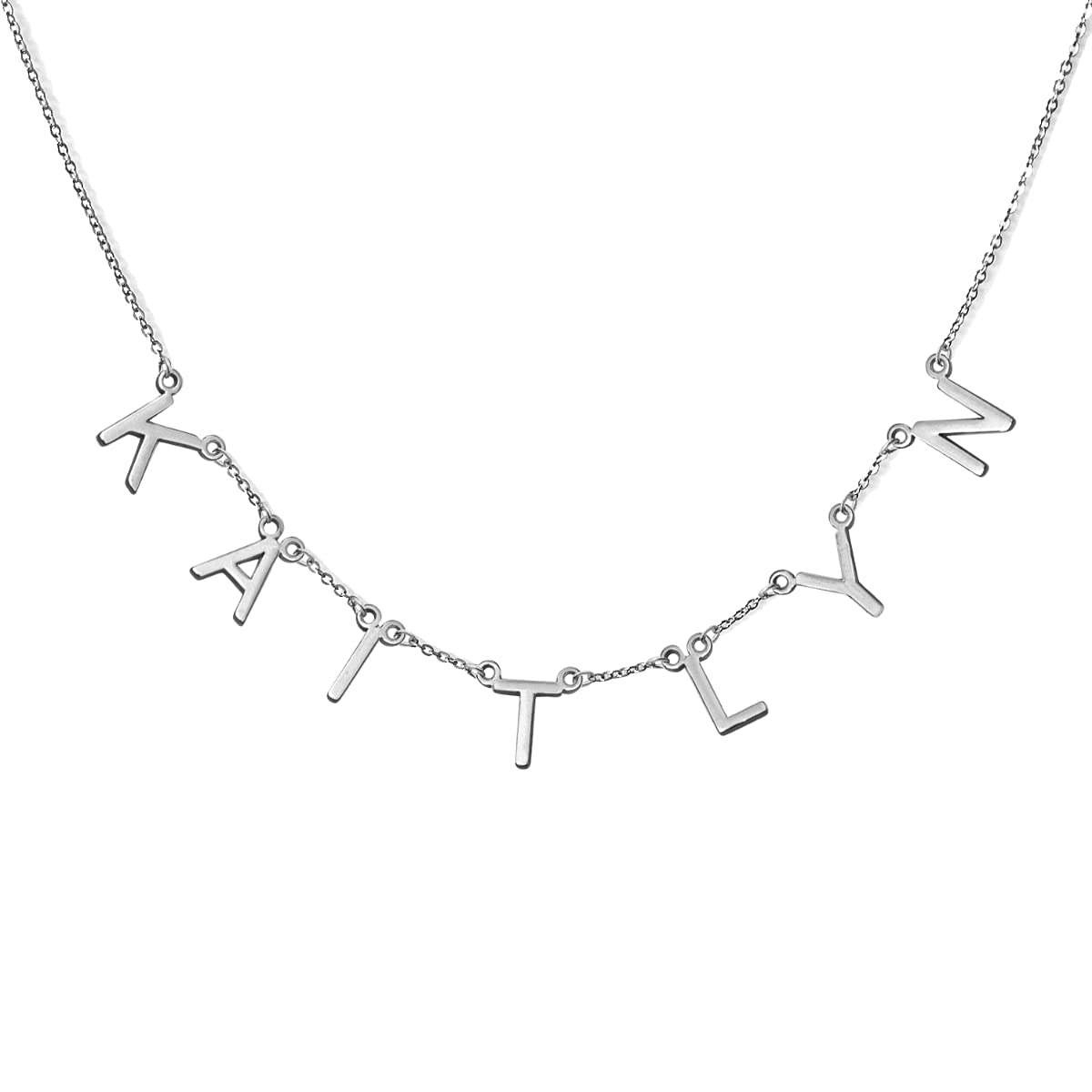 Custom Personalized Name Necklace for Women - Silver Spaced Letter Pendant Jewelry Gift for Her, Birthday, Anniversary, Valentine's Day