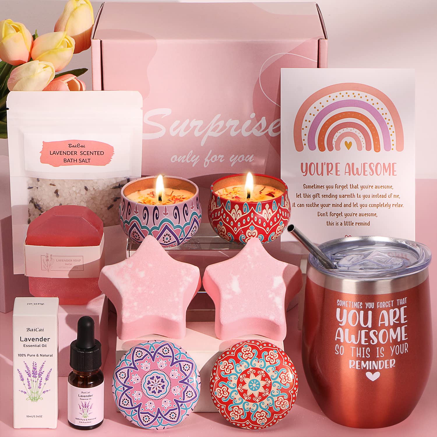 Luxury Self Care Gift Set for Women - Spa & Relaxation Birthday Pamper Hamper with Bath Essentials - Perfect Gift for Mom, Wife, Her - Ideal for Birthdays, Mother's Day, Get Well Soon & Stress Relief