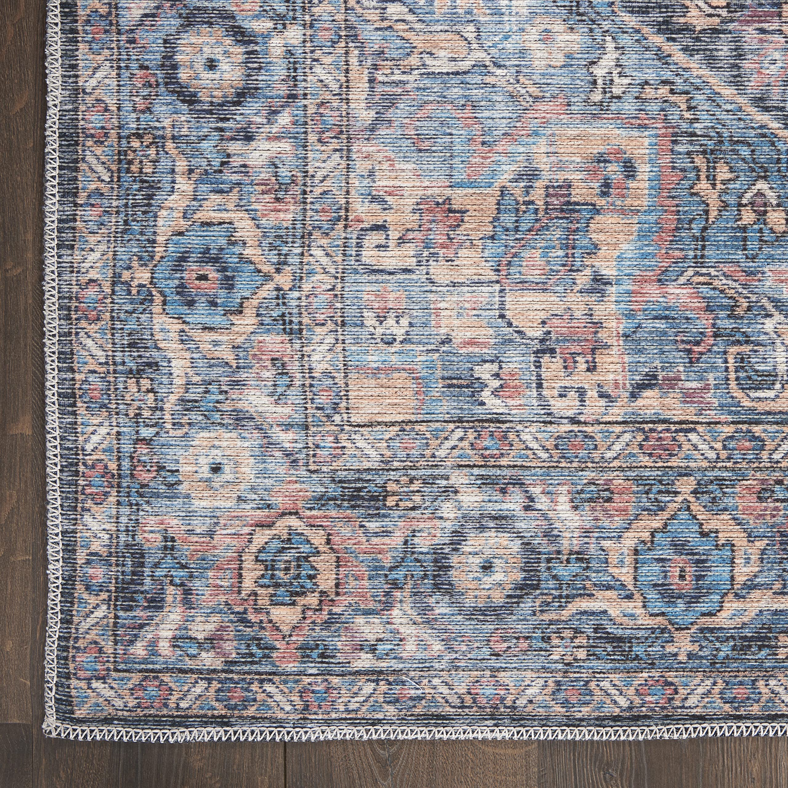 Nicole Curtis Machine Washable Bohemian Light Blue Multi 9'2