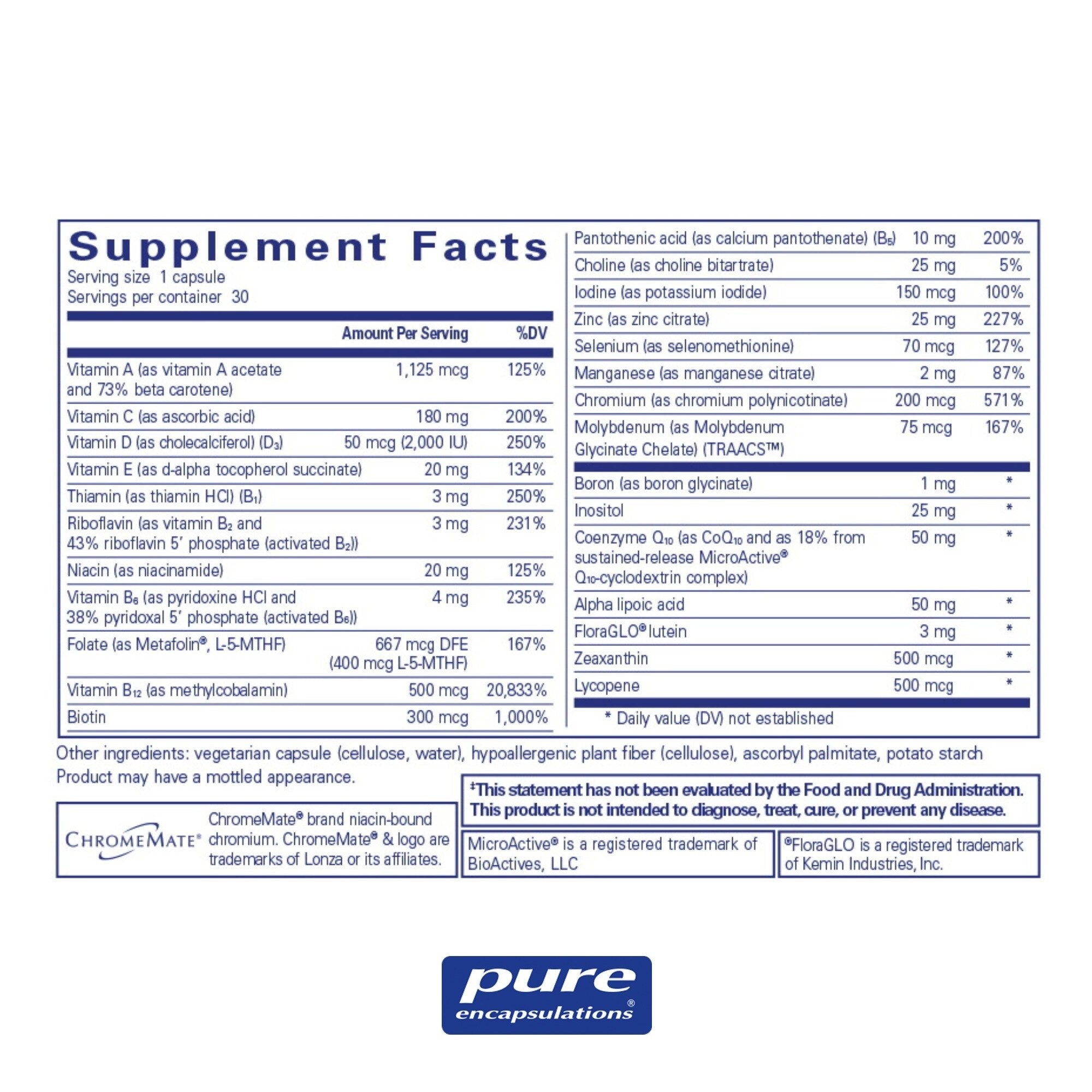 Pure Encapsulations O.N.E.™ Multivitamin - Premium Daily Multivitamin Supplement for Men & Women - Supports Immune System, Energy & Overall Wellness - Ideal for Busy Lifestyles & Active Adults