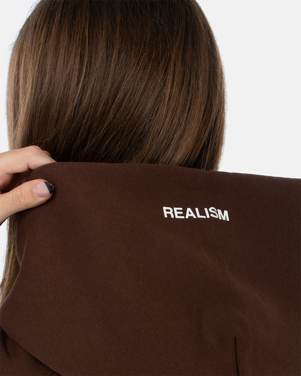 SSS Realism Back Logo Hoodie - Mocha Brown Pullover for Men & Women | Casual Streetwear, Loungewear & Winter Fashion