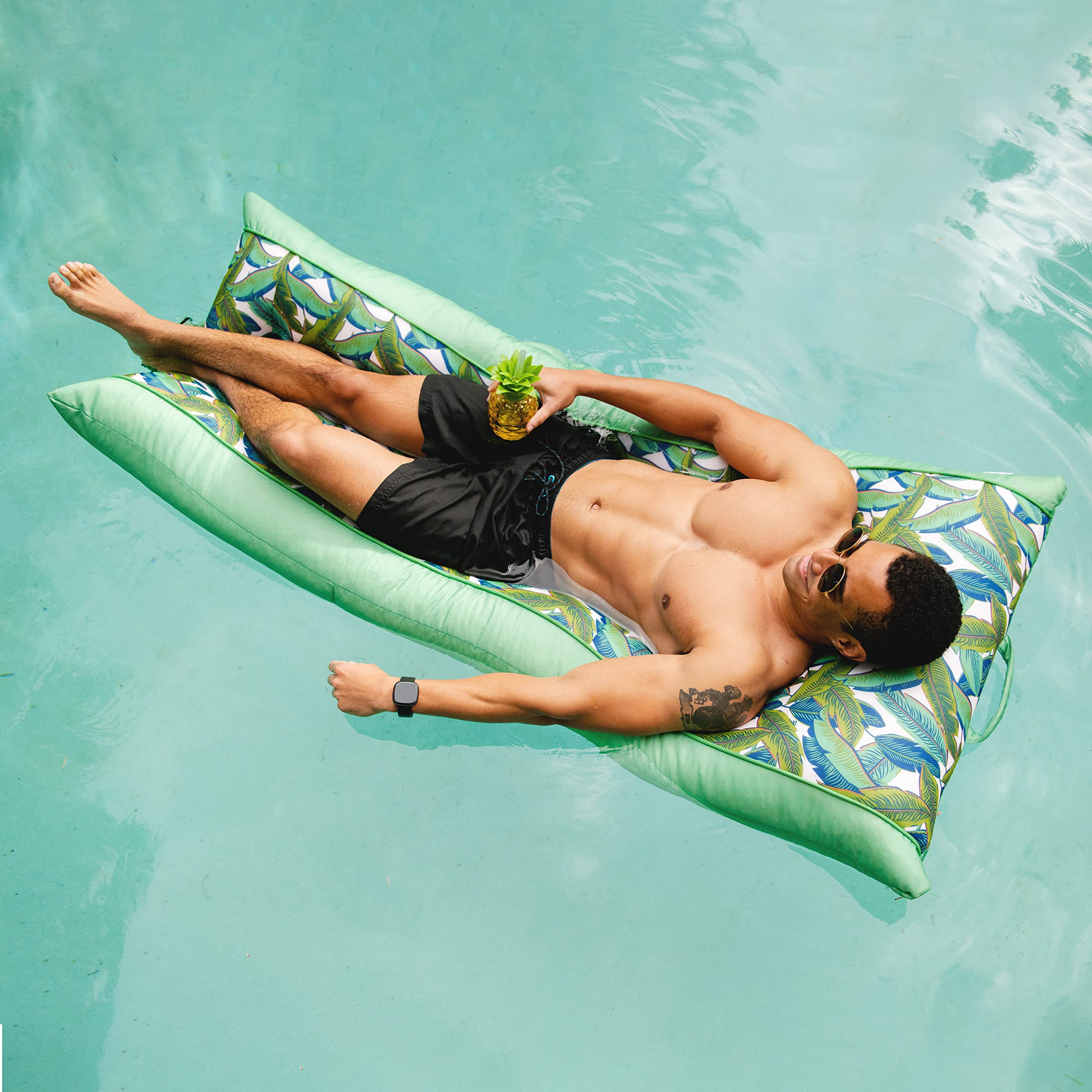 Big Joe Kona Hammock - No Inflation Needed Pool Float Lounger with Headrest, Quick-Drying Fabric, 4 Feet Large - Perfect for Poolside Relaxation, Beach Vacation, and Backyard Lounging