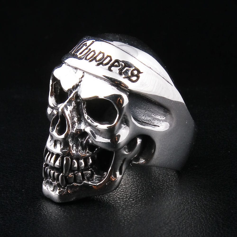 Motorcycle Chopper Biker Skull Sterling Silver Ring for Men - Gothic Punk Jewelry for Bikers, Rockers & Rebels - Perfect for Riding, Concerts & Everyday Wear
