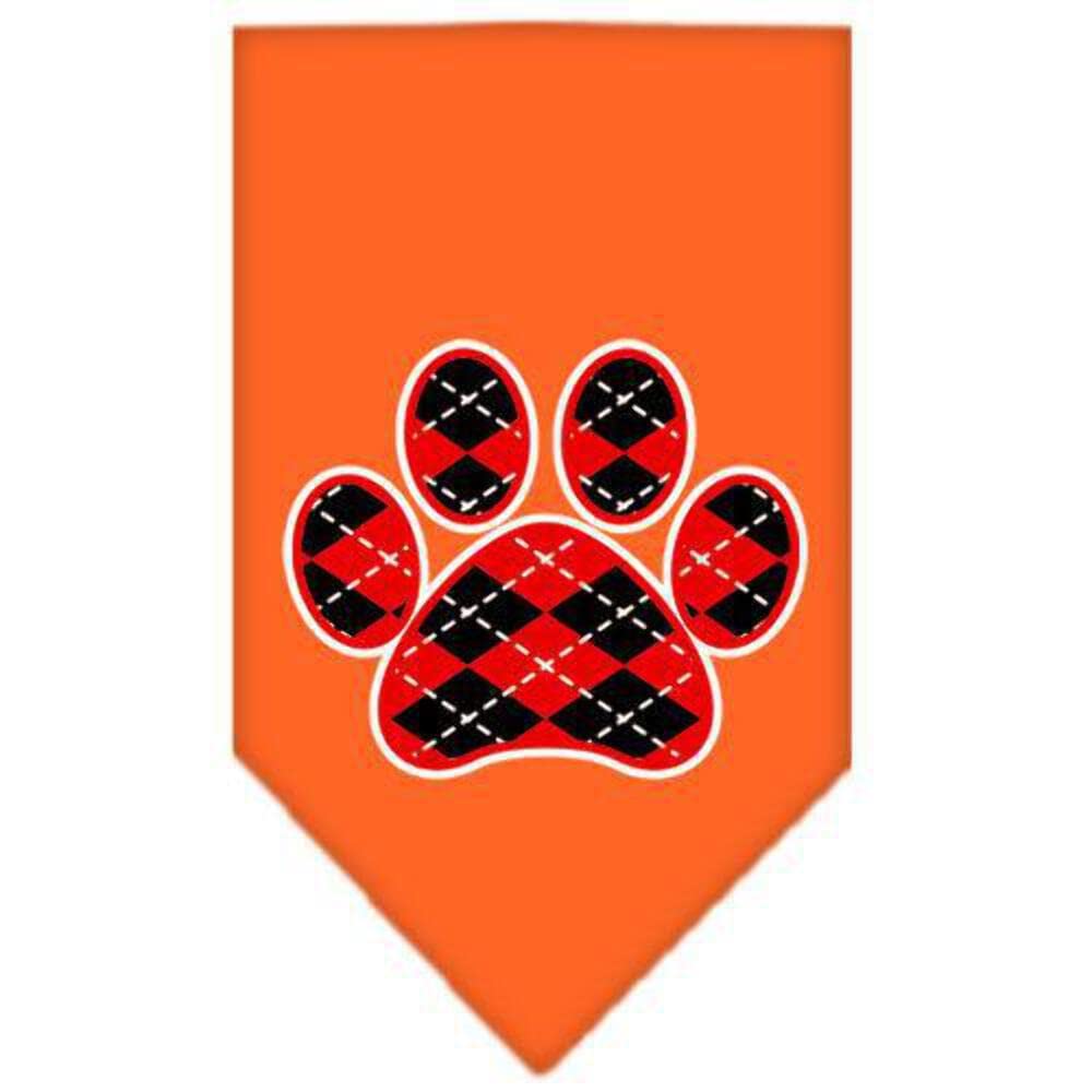 Red Argyle Paw Print Dog Bandana - Large Size, Soft & Durable Pet Bandana for Dogs & Cats - Perfect for Holidays, Birthdays & Photo Shoots