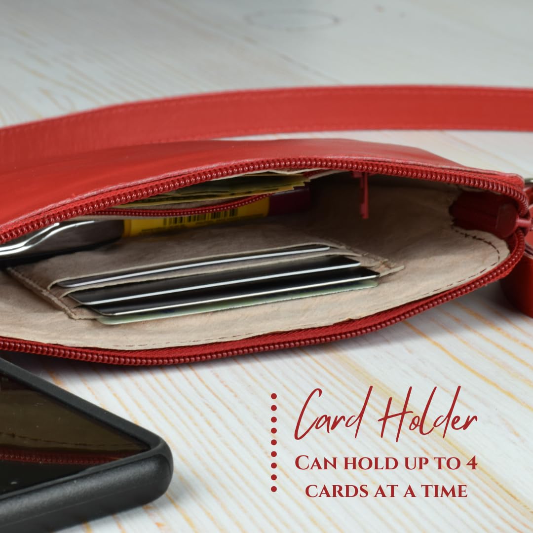 Little Red Leather Purse by World Orphans - Small Crossbody Shoulder Bag for Women | Fashionable Handbag for Daily Use, Travel & Date Nights