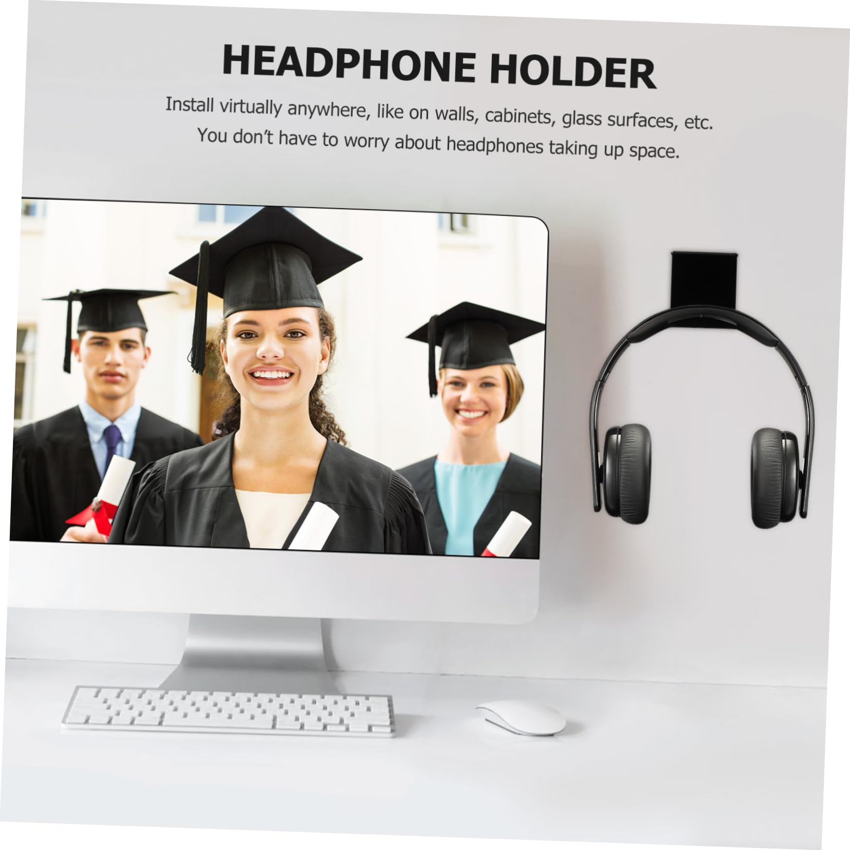 Angoily 2-Pack Clear Acrylic Headphone Hanger Wall Mount - Space-Saving Headset Stand Holder for Gaming, Office & Home Organization