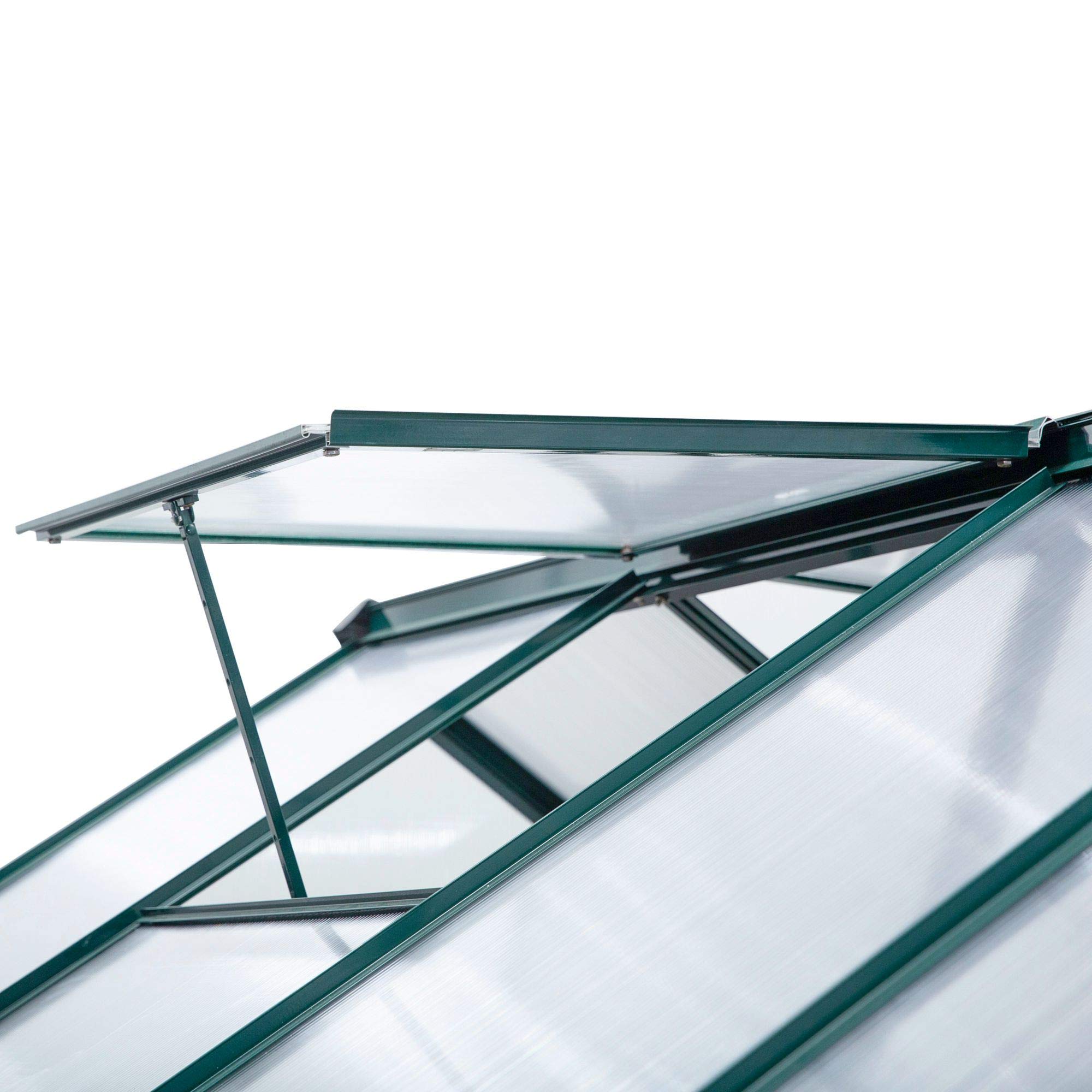 Outsunny 6' x 10' Polycarbonate Greenhouse for Outdoors - Aluminum Walk-in Garden Greenhouse with Rain Gutter & Roof Vent - Perfect for Patio, Backyard, Gardening & Plant Growing (Dark Green)