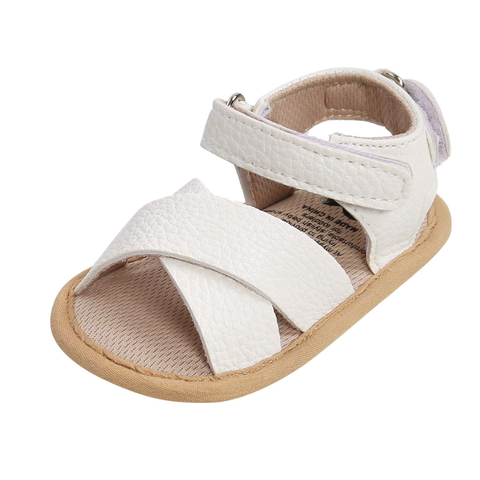 Soft Non-Slip Baby Walking Shoes for Girls & Boys - Breathable Rubber Sole Prewalker Sandals (White, 0-6 Months) - Perfect for Indoor Play, First Steps & Winter Outings