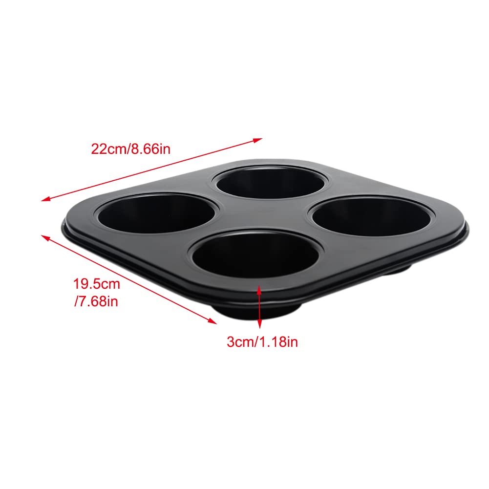 4 Cup Large Non-Stick Muffin & Cupcake Baking Pans - 2 Pack Carbon Steel Round Muffin Tins - Oven & Dishwasher Safe - Perfect for Baking Cupcakes, Muffins, Brownies & More