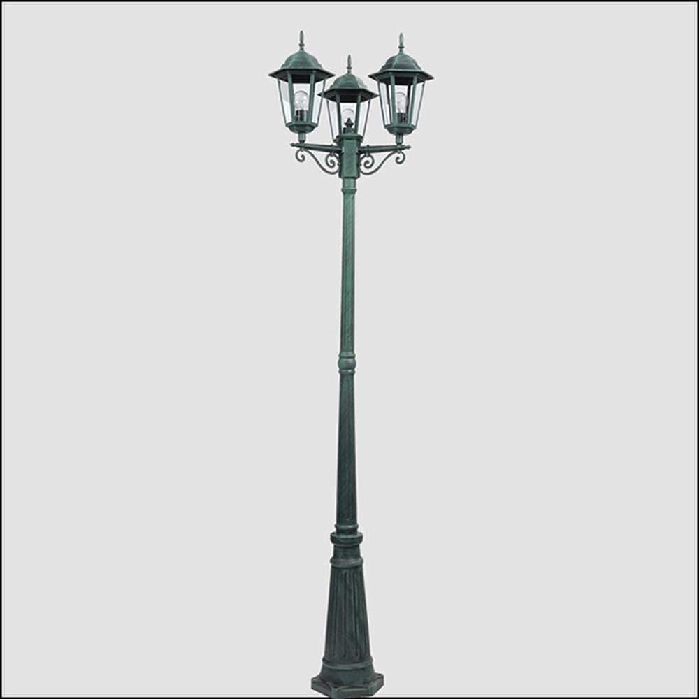 3-Head LED Garden Street Light with Aluminum Pole - E27 Socket, Die-Casting Waterproof Design for Lawn, Pathway & Outdoor Lighting | Perfect for Driveway, Backyard & Landscape Illumination