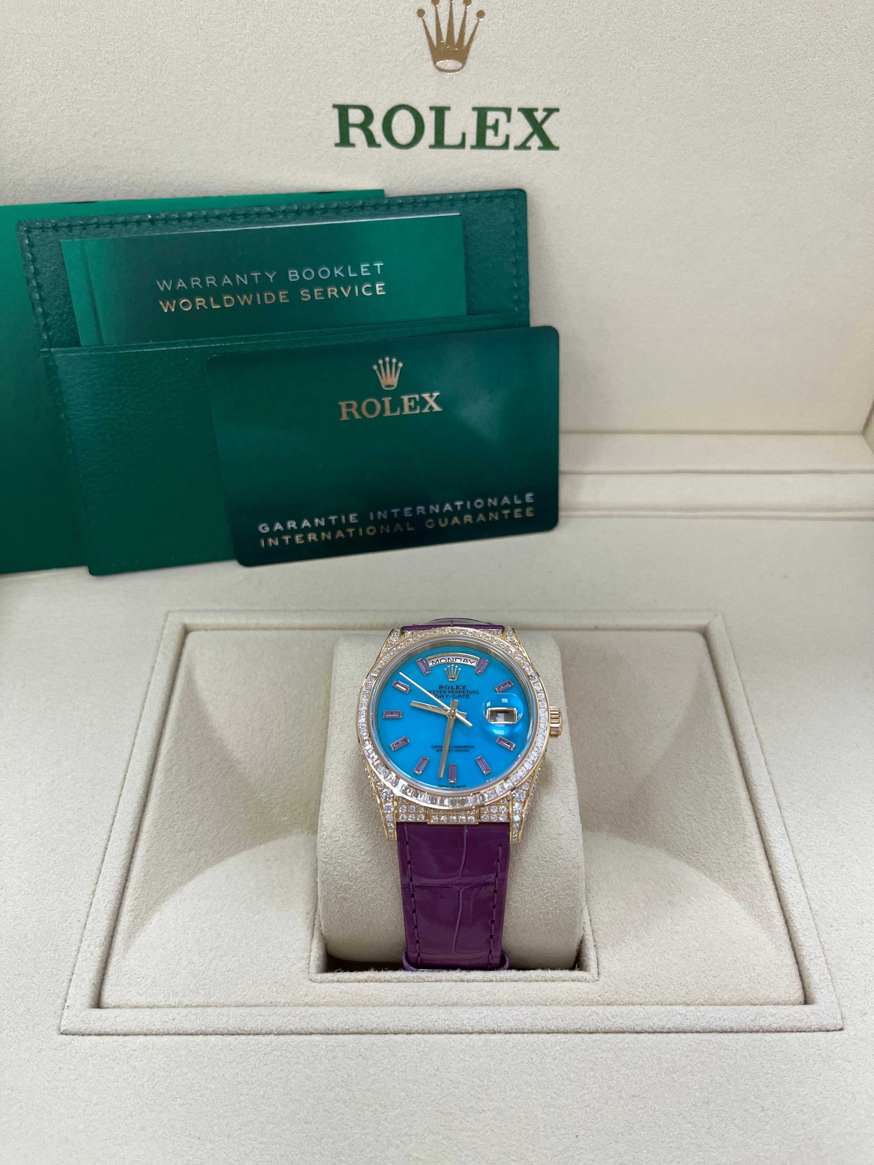 Luxury Rolex Day Date 128458TBR 18K Gold Men's Watch - Perfect for Business, Formal Events & Special Occasions